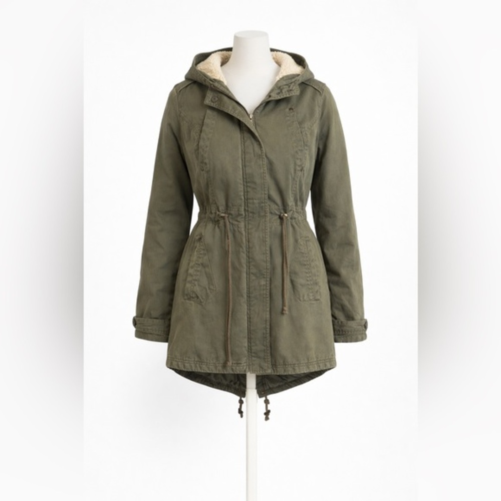 American Rag Olive Green Utility Jacket XS Hooded Military Anorak Cargo Coat